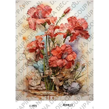 Umělecký papír Rýžový a soft papír na decoupage - Kytice - KB01976 Materiál: Soft, Rozměr: A4