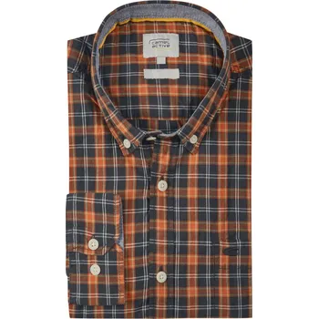 Pánská košile Velké Velikosti - camel active - Kostkovaná bavlněná košile s náprsní kapsou - 5XL - Oranžový