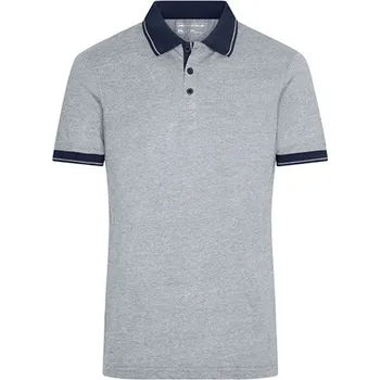James&amp;Nicholson Pánská polokošile JN706 Grey Heather-Navy 3XL