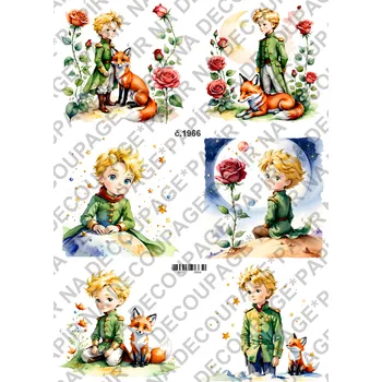 Umělecký papír Rýžový a soft papír na decoupage - Malý Princ - KB01966 Materiál: Soft, Rozměr: A4