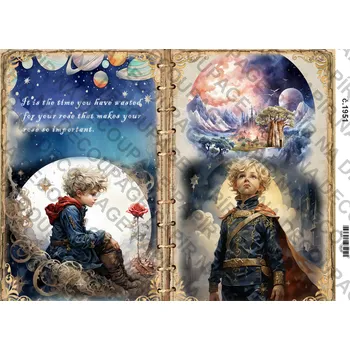 Umělecký papír Rýžový a soft papír na decoupage - Malý Princ - KB01951 Materiál: Soft, Rozměr: A4