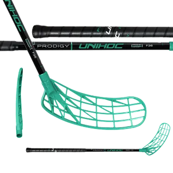 Florbalová hůl UNIHOC Stick Unilite Prodigy FL 36 Black/Turquoise 70 cm L - 70 (81) cm/Levá ruka dole