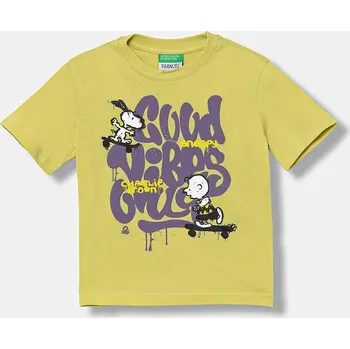 Bavlněné tričko United Colors of Benetton 3X1SG10JW.P.seasonal zelená 71X, vel. 116