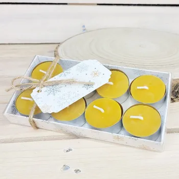 Svíčka Čajové svíčky z včelího vosku ve vánoční balení 8 ks