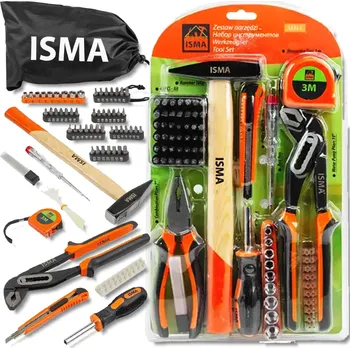 Sada nářadí ISMA Velká sada nářadí 101 dílů, klíče, šroubováky, bity + brašna na nářadí