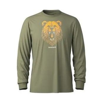 Smartwool GEOMETRIC BEAR LONG SLEEVE GRAPHIC TEE, Winter Moss