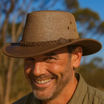 Klobouk SCIPPIS Brandon – prodyšný kožený klobouk s mesh korunkou Velikost: 59 cm (L)