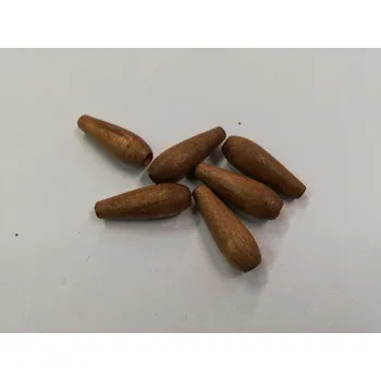 Dětské navlékací korálky Dřevěné korálky - slza tmavě hnědá - 22x8mm - 6ks