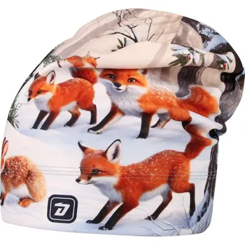 Čepice Fleecová čepice Yetti - vzor 65 - béžová - zvířátka v lese 52 - 54