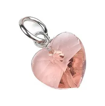 Korálek Přívěsek SRDÍČKO broušený krystal růžový