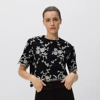 Dámská halenka Reserved - Vzorovaná halenka s výšivkou - černý - 868HD-99X - 868HD-99X-XL