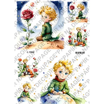 Umělecký papír Rýžový a soft papír na decoupage - Malý Princ - KB01964 Materiál: Soft, Rozměr: A4
