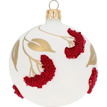 Vánoční dekorace Ozdoba Vánoční koule Zralé jeřabiny bílá 8 cm