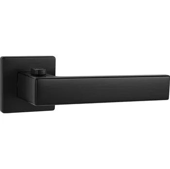 Dveřní kování TI - SQUARE - HR 4275Q 7S s uzamykáním 46 - 53 mm, bez spodní rozety, klika/klika s uzamykáním pravá BS - Černá matná (153)