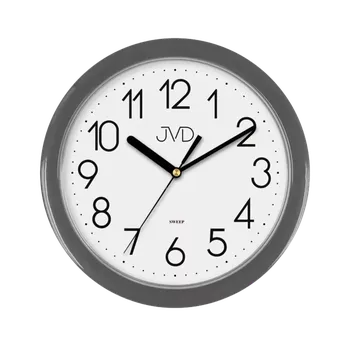 Hodiny JVD Šedé plastové nástěnné netikající tiché hodiny JVD sweep HP612.14