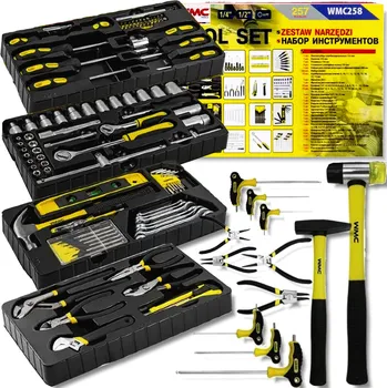 Sada nářadí WMC TOOLS WMC Velká sada nářadí 257 ks – klíče, nástrčné hlavice, ráčna, šroubováky