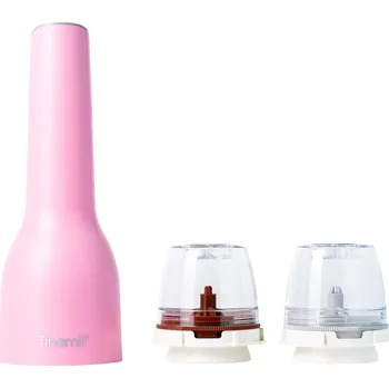 Kuchyňský mlýnek Dárková sada FinaMill – matný růžový dobíjecí mlýnek se dvěma zásobníky