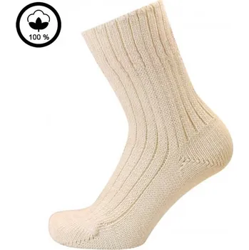 Pánské ponožky KNITVA 100% bavlněné zdravotní ponožky bez lemu, silné ZITA béžová světlá 35