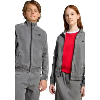 Dívčí bunda Dětská riflová bunda adidas Originals šedá barva, JV7801 90X, vel. 134