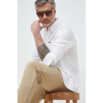 Pánská košile Plátěná košile Lacoste, 39, bílá, 00X