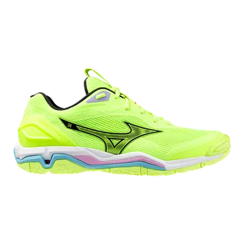 Pánská sálová obuv MIZUNO Wave Stealth 6 Neo Lime/Black/Splish Splash 10,5 UK - 10,5 UK - 45 EUR - 29,5 cm