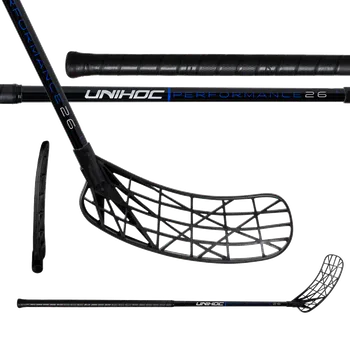 Florbalová hůl UNIHOC Stick Evolite Performance Mid FL 26 Black/Blue 96 cm R - 96 (107) cm/Pravá ruka dole