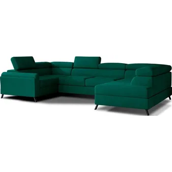 Pohovka Zelená sametová rozkládací/s úložným prostorem rohová pohovka (pravý roh/do "U") Escada – ELTAP ID_1819600