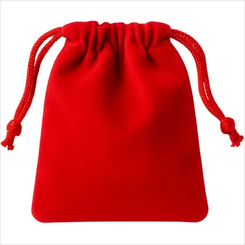 Dárková krabička Darčekové zamatové vrecúško - Červená/9x12cm