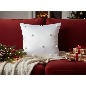 Povlak na polštářek HEDVA ČESKÝ BROKÁT Povlak na polštář Odaska 40x40 bambulky bílá