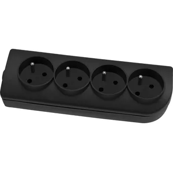 Elektrická zásuvka Čtyřnásobná zásuvka s uzemněním Elgotech 20500114 GN-40, IP20 - černá
