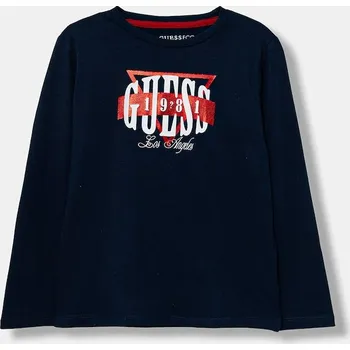 Chlapecké tričko Dětské bavlněné tričko s dlouhým rukávem Guess N5BI01.I3Z14.9BYA námořnická modř 59X, vel. 96-104