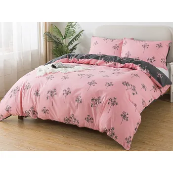 Povlečení XPOSE® Francouzské bavlněné Renforcé povlečení IDIL - šedé/růžové 200x220 cm, 70x90 cm, Bavlna RENFORCÉ + Prodloužená možnost vrácení zboží do 50 dnů