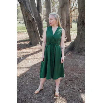 Dámské šaty Lněné vestové šaty Madlen zelené Velikost: XL