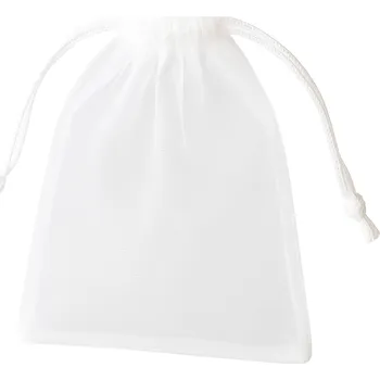 Dárková taška Darčekové organza vrecúško - Biela/7x9cm/10ks