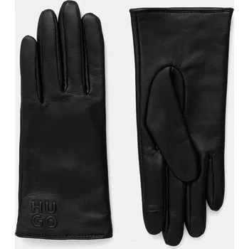 Rukavice Kožené rukavice HUGO Beggy dámské, černá barva, 50526921 99X, vel. L