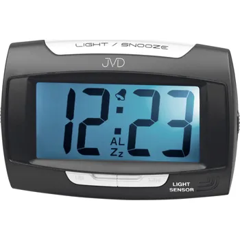 Budík Moderní černý digitální budík JVD SB91.9 (možnost připojit i do el. sítě)
