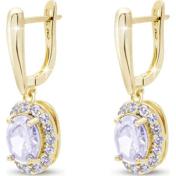 Náušnice Pozlacené náušnice s čirým oválným krystalem a čirým osazením 3797-4