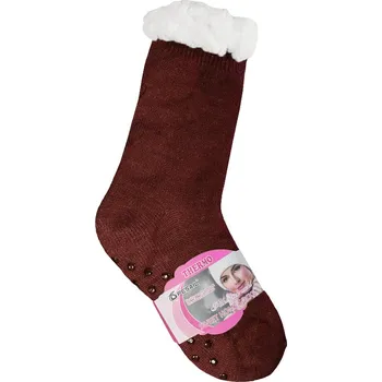 Dámské ponožky PESAIL® Dámské domácí ponožky - vínové (vel. 35-38), + Prodloužená možnost vrácení zboží do 50 dnů