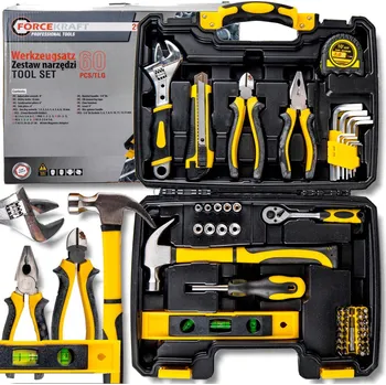 Sada nářadí FORCEKRAFT Velká sada nářadí, 60 dílů, nástrčné hlavice, bity, kleště