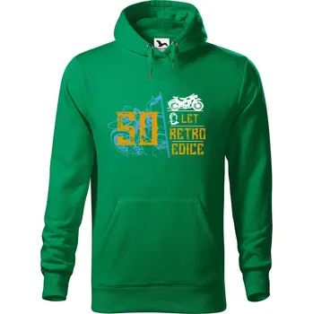 Pánská mikina Pánská mikina s potiskem Retro edice motorka Velikost (muž): M, Vyberte barvu: Středně zelená