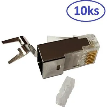 Konektor Konektor STP RJ45 (8p8c), Cat6A, 50µm, skládaný, drát - 10 ks