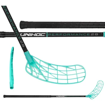 Florbalová hůl UNIHOC Stick Unilite Performance 28 Black/Turq 104 cm R - 104 (115) cm/Pravá ruka dole