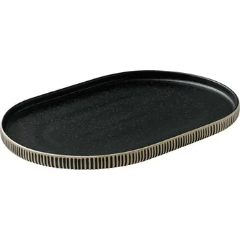 Bauscher Playground NARA podnos ovál 30 cm reliéf černo/bílý