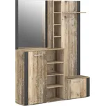 Předsíňová stěna se zrcadlem KEVIN hnědá/černá