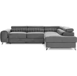 Šedá sametová rozkládací/s úložným prostorem rohová pohovka (pravý roh/do L) Laurence – ELTAP ID_1819272