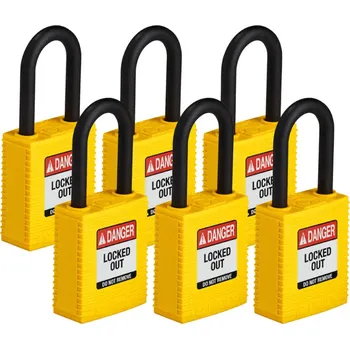 Visací zámek HAPPY END Nylonový zámek s nylonovým okem SafeKey standard,žlutá,6 ks - BY 24AF9