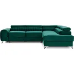 Zelená sametová rozkládací/s úložným prostorem rohová pohovka (pravý roh/do L) Laurence – ELTAP ID_1819274