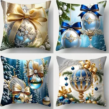 Povlak na dekorativní polštářek Univerzál povlak na polštářek 40 x 40 cm modré a stříbrné kuličky