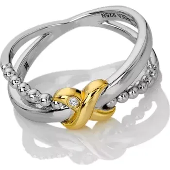 Prsten Pozlacený stříbrný prsten Hot Diamonds Coupled DR306 Obvod 60 mm