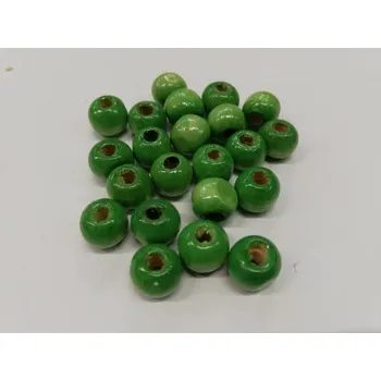 Dětské navlékací korálky Dřevěné korálky - zelené - 10mm